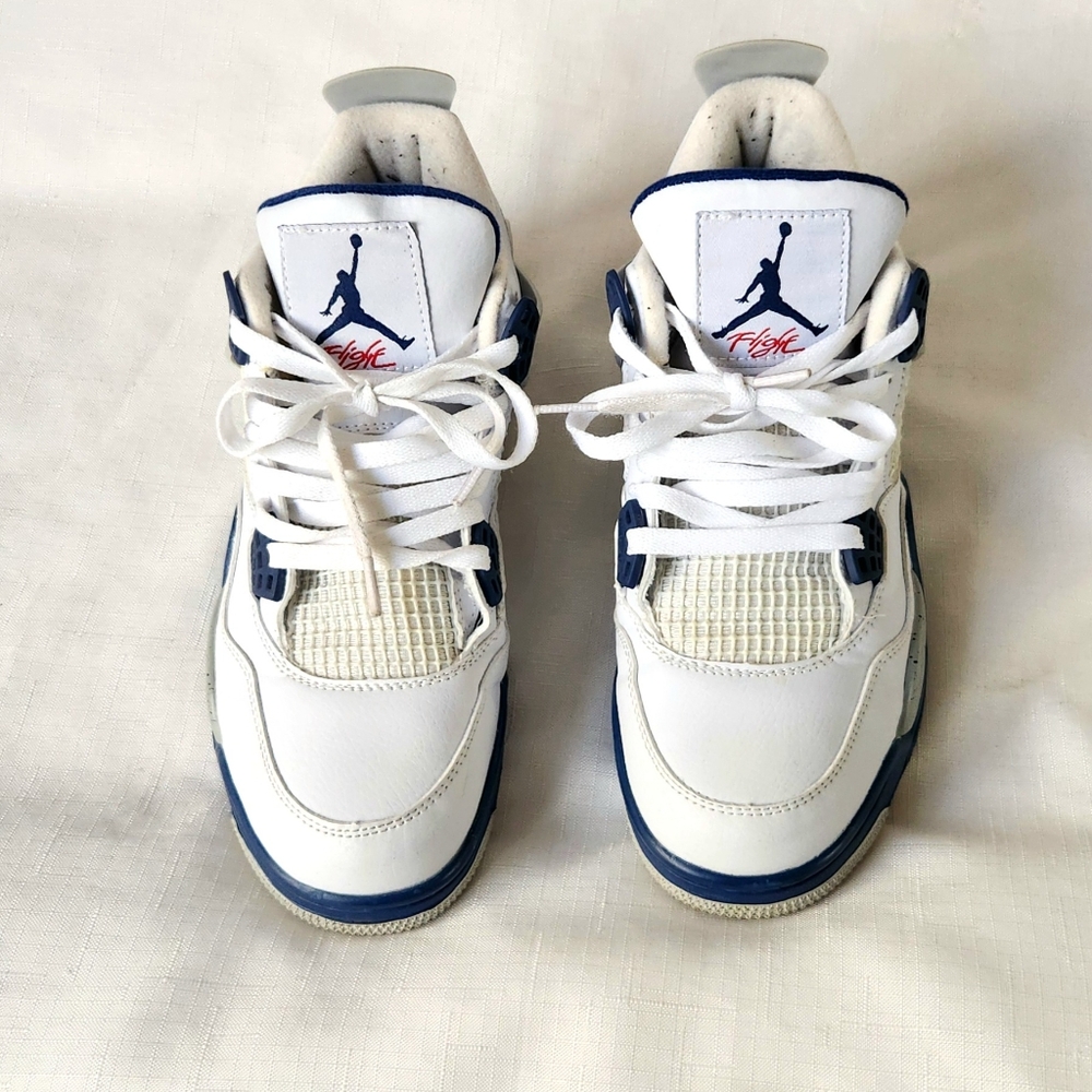 Nike Air Jordan 4 Retro Size 8 White Midnight Navy Grey DH6927-140 Men’s Rare - Picture 3 of 12